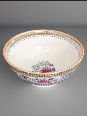 LOMONOSOV RUSSIAN INDIAN TREE FOOTED CENTERPIECE BOWL 6.5” POLYCHROME